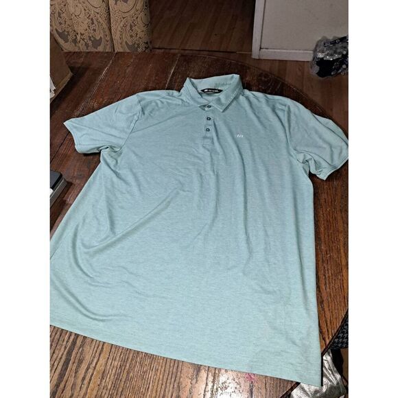 XXL Travis Mathew Green Short Sleeve 3 Button Golf Polo Athleisure Casual Shirt
